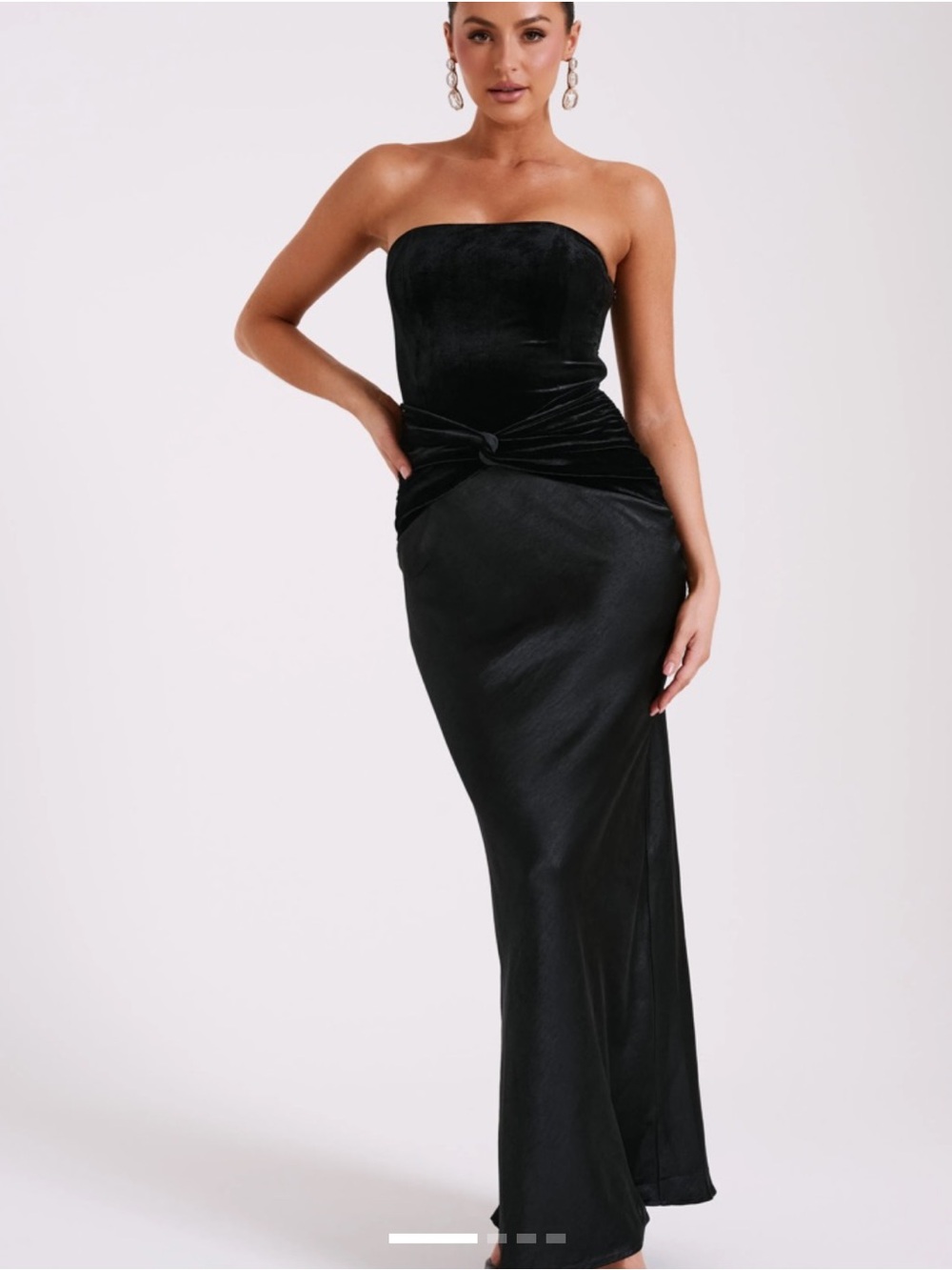 Meshki Danna Strapless Satin Velvet Maxi Dress Medium
